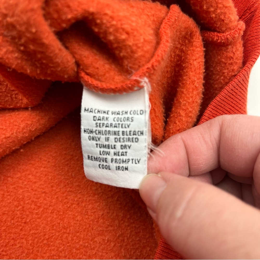Vtg 90s Chaps Ralph Lauren Mens XXL Spell Out Crewneck Sweatshirt Orange *FLAW - Picture 6 of 12